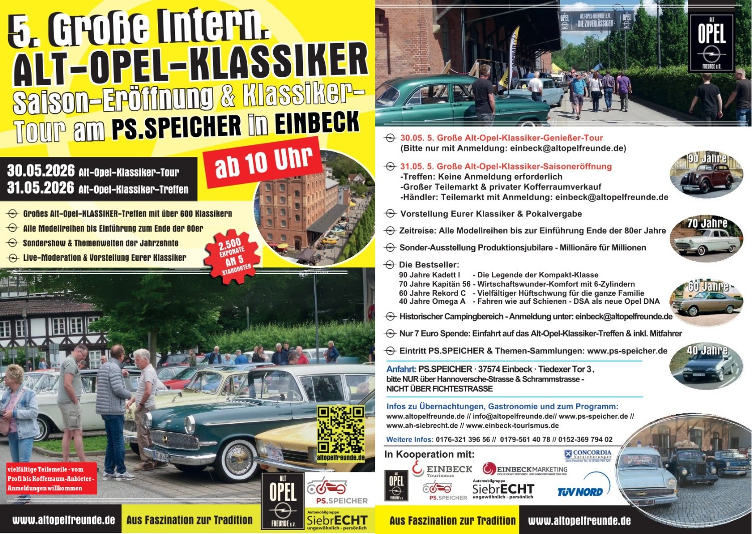 5. Große Alt-Opel-Klassiker Saisoneröffnung & Teilemarkt am PS.SPEICHER 37574 Einbeck